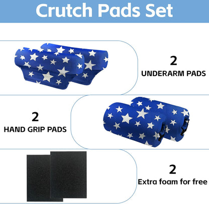 SpringSeaon Blue Stars Underarm Crutch's Pad and Hand Grip Covers Universal Crutch Accessories