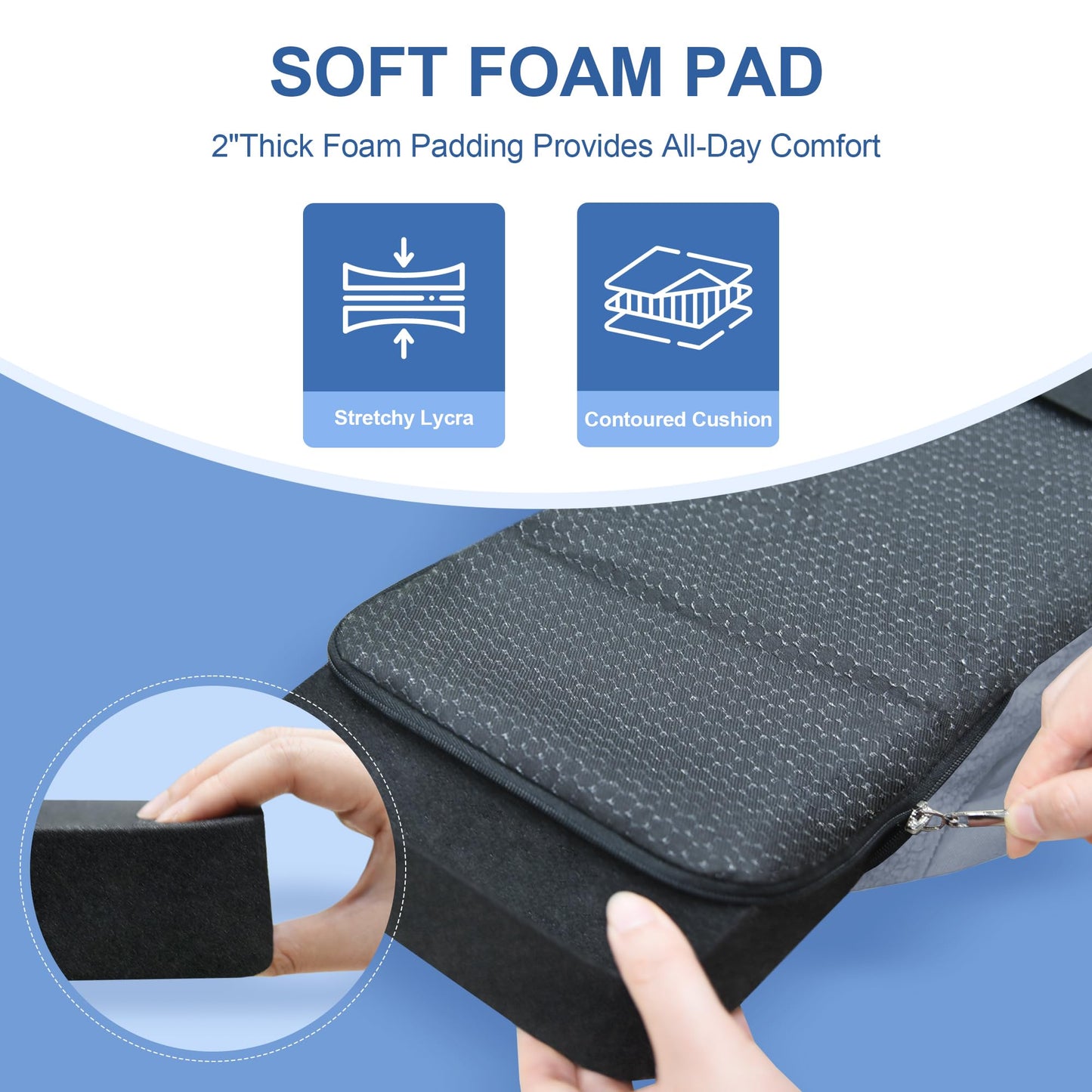 Knee Scooter Cushion Pad Cover for Adults - Comfortable Plush Soft Cushion for Knee Walkers (Black)