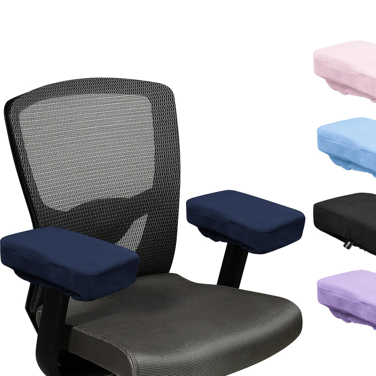 Color-​SPRING SEAON Office Chair Arm Covers - Soft Memory Foam Armrest Pads Short Plush 2 Pack (Light Blue) - SpringSeaon