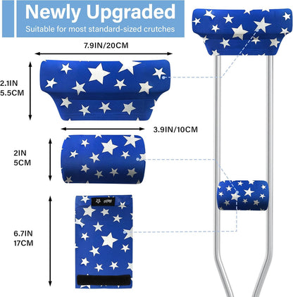 SpringSeaon Blue Stars Underarm Crutch's Pad and Hand Grip Covers Universal Crutch Accessories