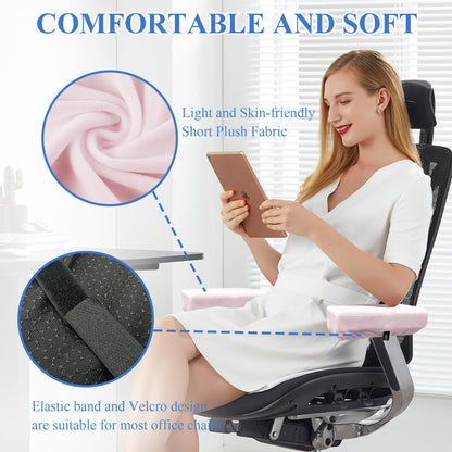 SPRING SEAON Office Chair Arm Covers - Soft Memory Foam Armrest Pads Short Plush 2 Pack (Light Blue)
