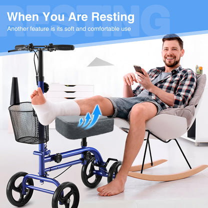 SPRING SEAON Knee Scooter Pad Cover - Soft Fluffy Plush Memory Foam 2 Inch Thick Universal Fit (Black)