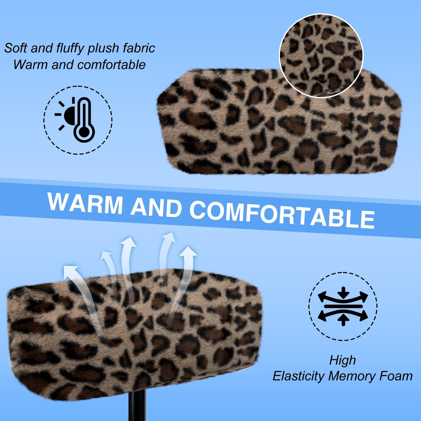 SPRING SEAON Knee Scooter Pad Cover - Soft Fluffy Plush Memory Foam 2 Inch Thick Universal Fit (Black)