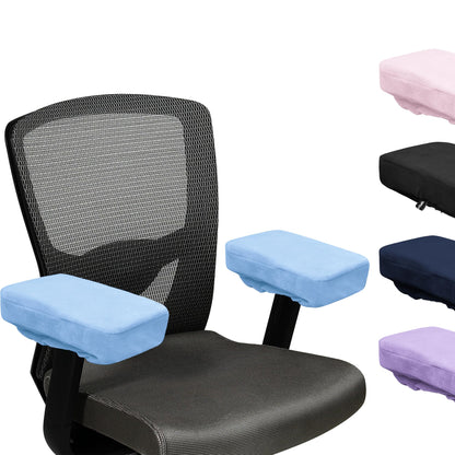 SPRING SEAON Office Chair Arm Covers - Soft Memory Foam Armrest Pads Short Plush 2 Pack (Light Blue)