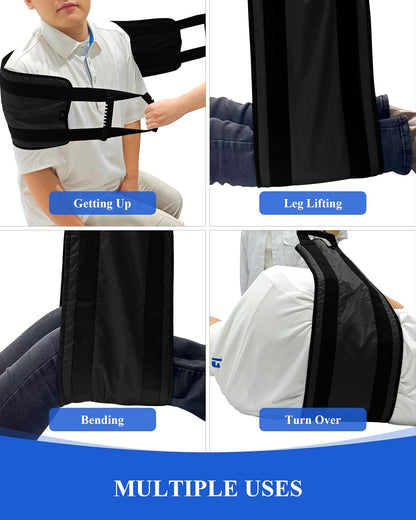 SPRING SEAON Transfer Sling - Essential Transfer Belt Lifting Strap with Mobility Aids for Seniors (Black)