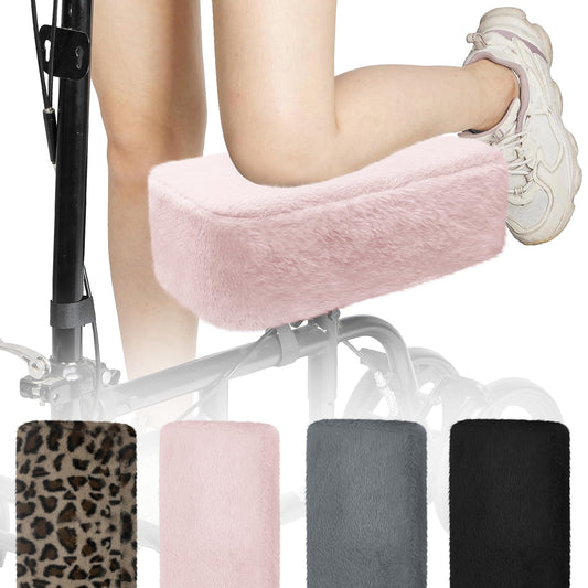 SPRING SEAON Knee Scooter Pad Cover - Soft Fluffy Plush Memory Foam 2 Inch Thick Universal Fit (Pink)