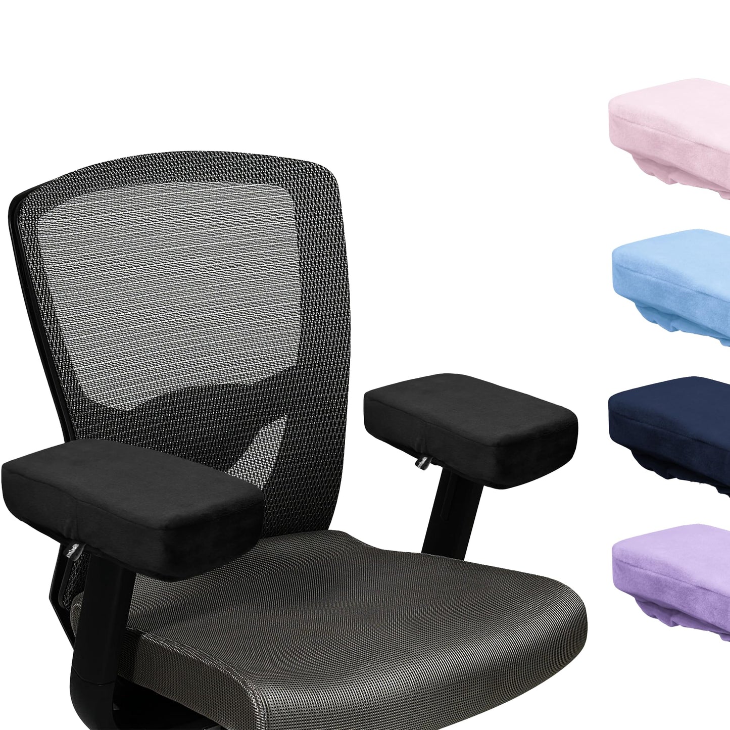SPRING SEAON Office Chair Arm Covers - Soft Memory Foam Armrest Pads Short Plush 2 Pack (Light Blue)