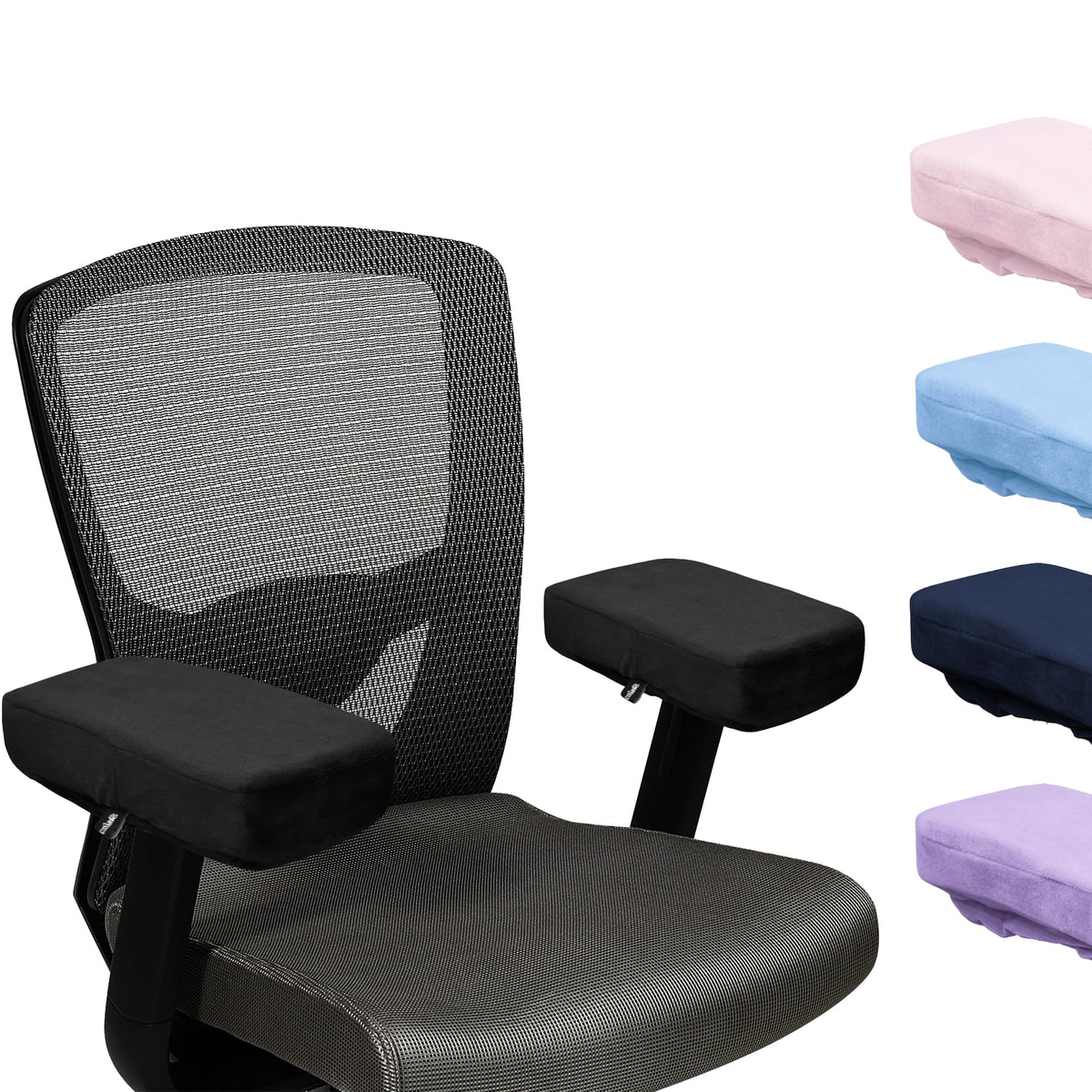 Color-​SPRING SEAON Office Chair Arm Covers - Soft Memory Foam Armrest Pads Short Plush 2 Pack (Light Blue) - SpringSeaon