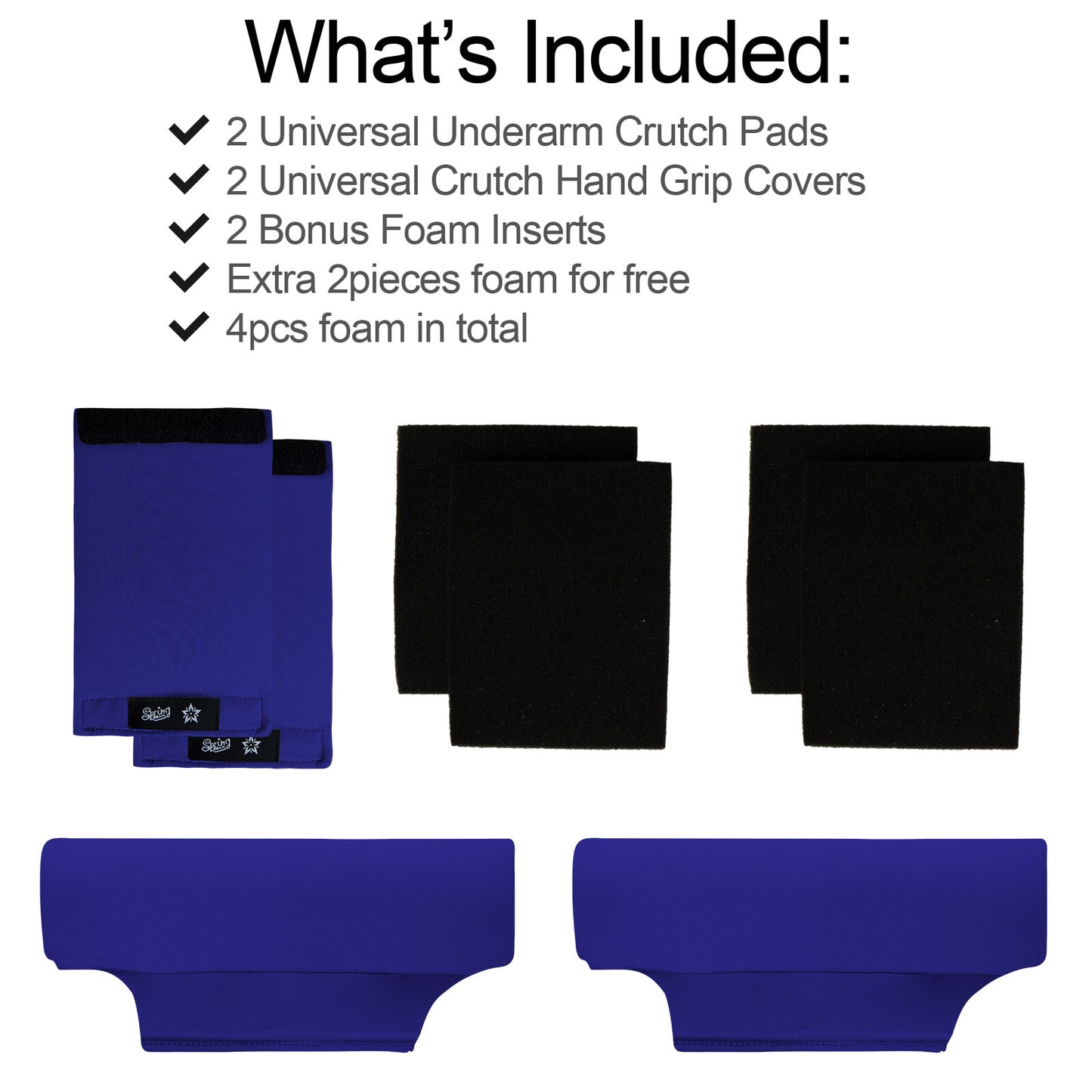 Universal Underarm Crutches Padded Crutch Pads with Hand Grips Padding Handle Covers Dark purple