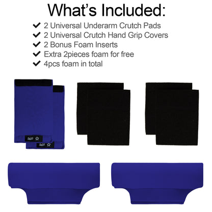 Universal Underarm Crutches Padded Crutch Pads with Hand Grips Padding Handle Covers Dark purple