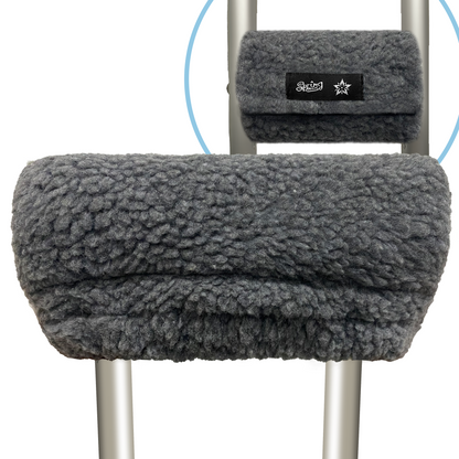 SPRING SEAON Gray Sherpa Crutch Pad & Hand‑Grip Covers Cushion for Crutches