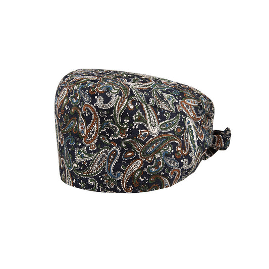 Women's Black Pattern Beanies Working Cap Sweatband Headband Elastic Hat Adjustable Bouffant Cap Adjustable