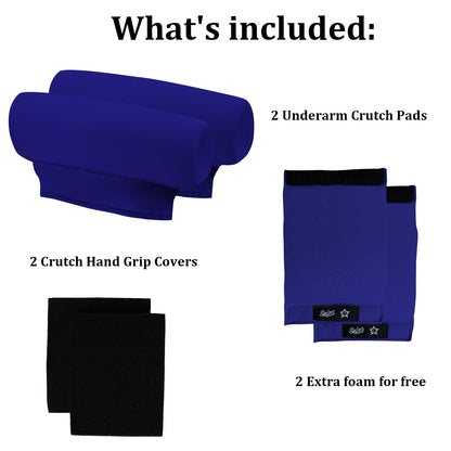 Underarm Crutch's Pad and Hand Grip Covers Universal Forearm Handle Padded Cushion Sets Accessories for Crutches (navy blue)
