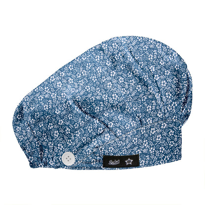 Women's  Flower Bouffant Hats Beanies Working Cap Button Sweatband Adjustable