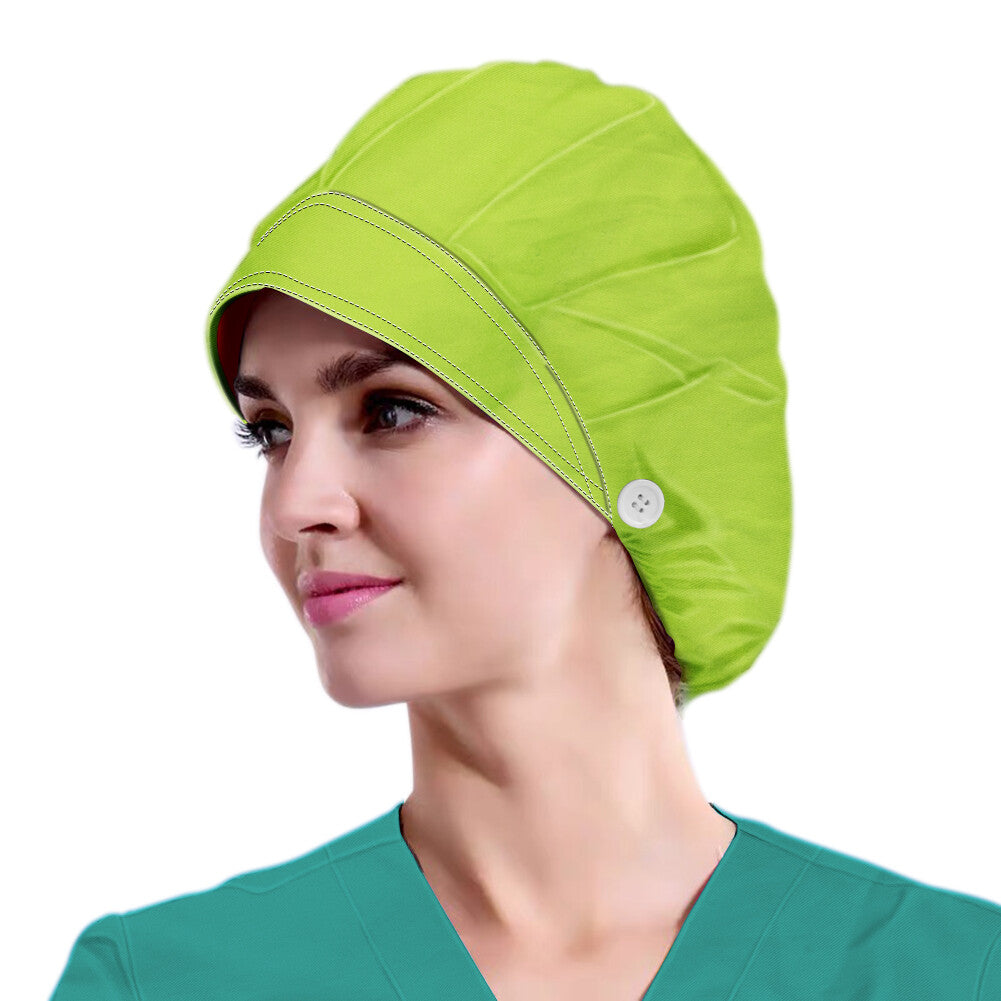 Women's Yellow Neon Green Hats Beanies Working Cap Button Sweatband Adjustable