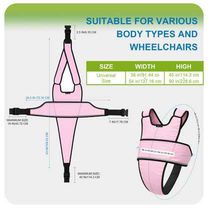 SPRING SEAON Adjustable Safety Harness for Elderly Wheelchair & Chair Care (Pink)
