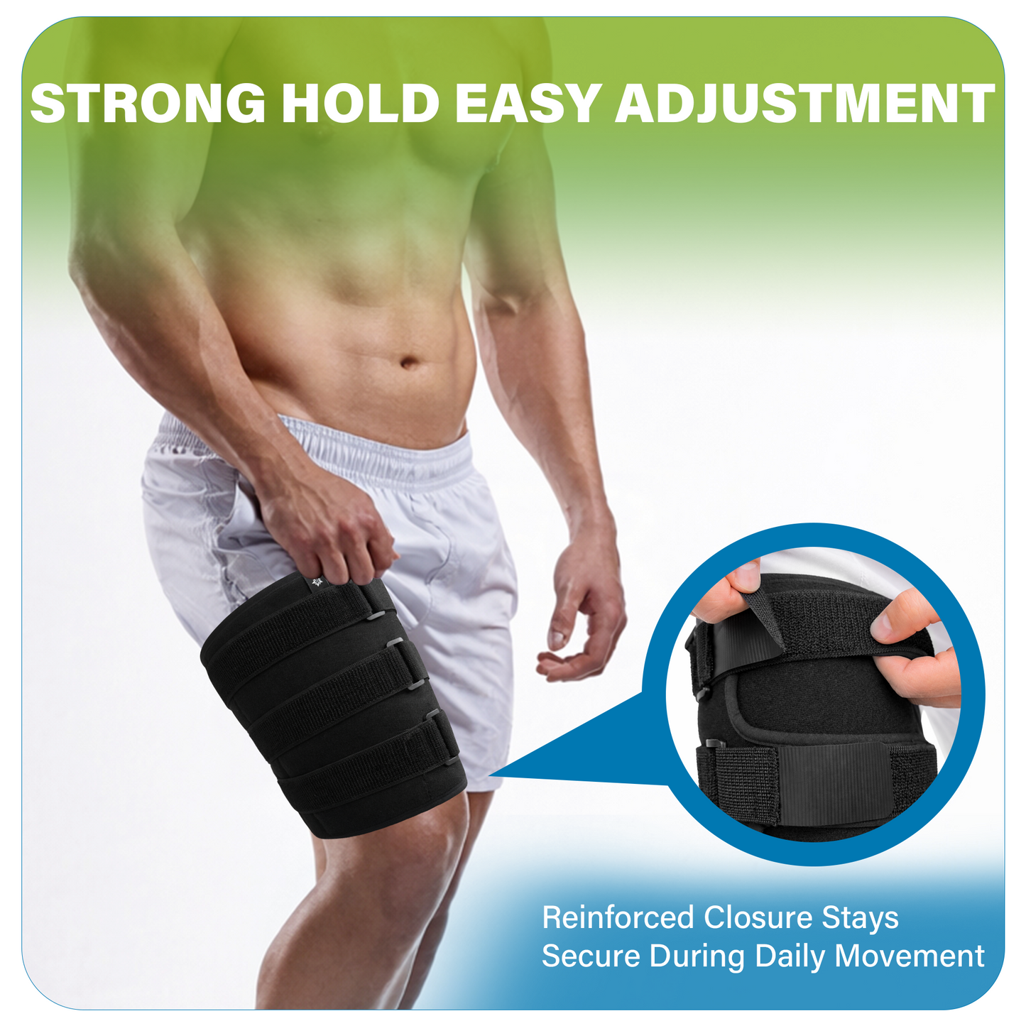 SPRING SEAON Anti-Slip Thigh Support with Adjustable Compression for Hamstring, Quad, Groin and Sports Use