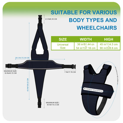 SPRING SEAON Adjustable Safety Harness for Elderly Wheelchair & Chair Care (Dark Blue)