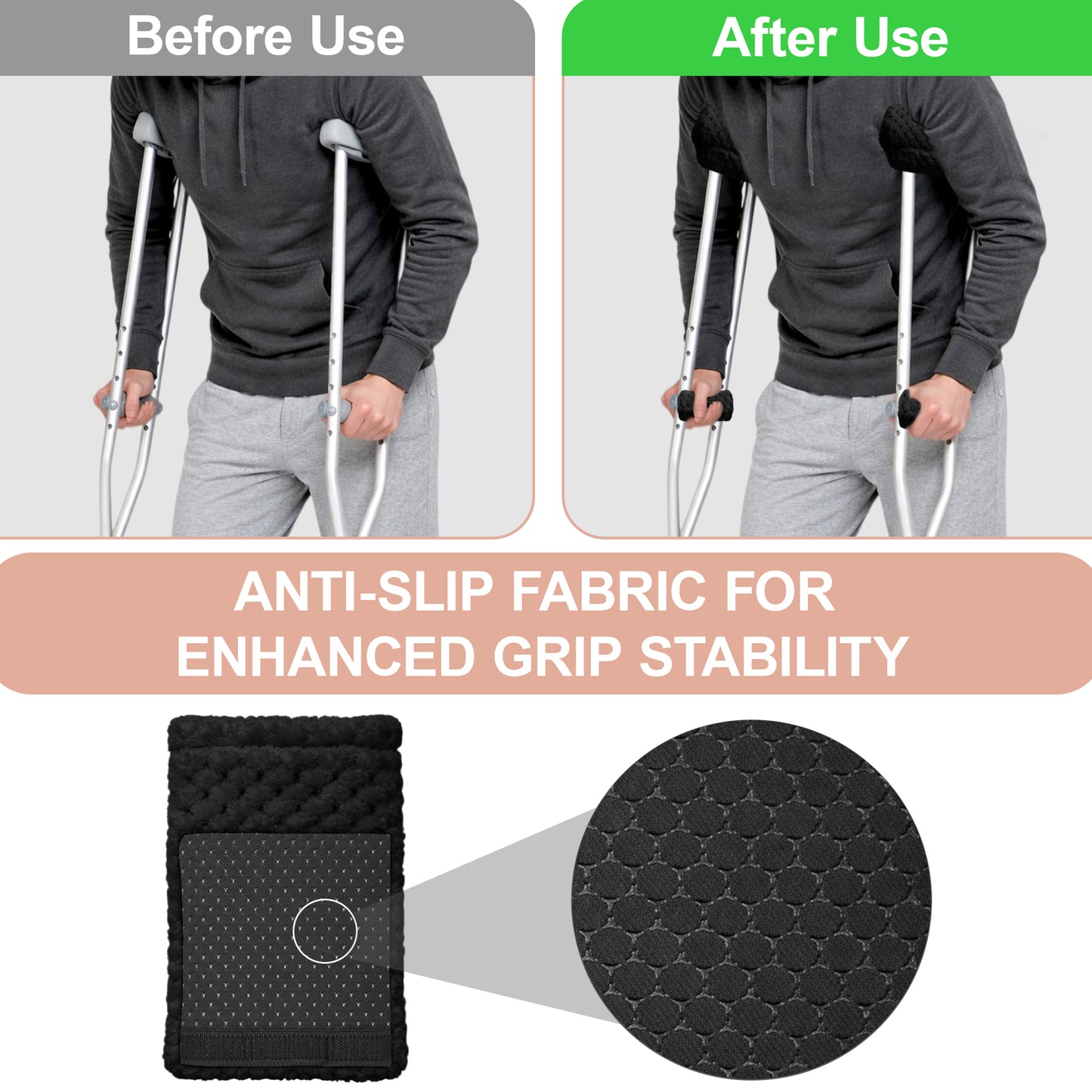 Crutch Pads and Hand Grips – Plush Soft Memory Foam Underarm Crutch Cushions