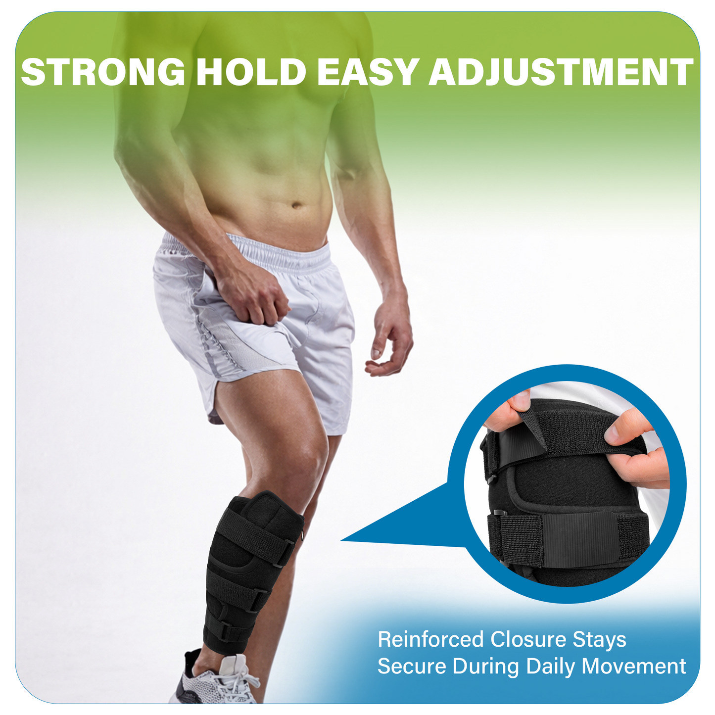 SPRING SEAON Calf Brace with Anti-Slip Silicone, Adjustable Shin Splint Support for Pain Relief & Swelling Reduction
