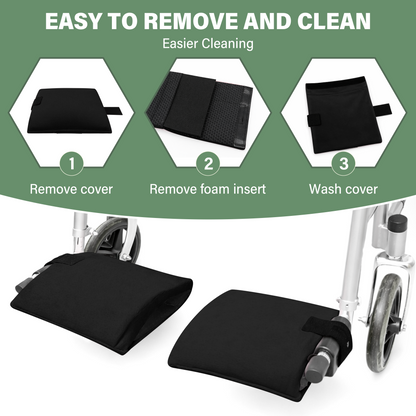 Wheelchair Footrest Covers, Soft Plush Foot Rest Pads with Non-Slip Backing, Fits Most Standard Wheelchairs(Black)