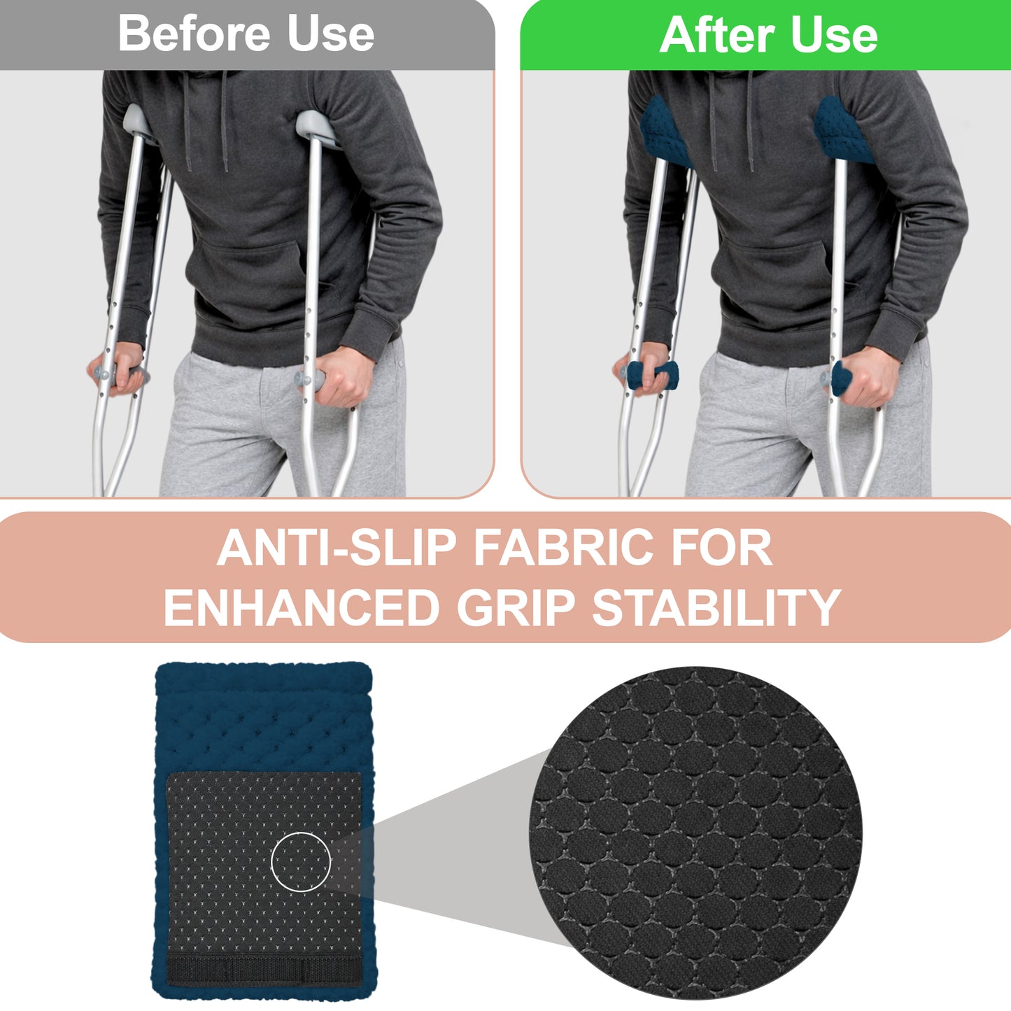 Crutch Pads and Hand Grips – Plush Soft Memory Foam Underarm Crutch Cushions