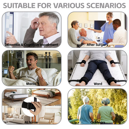 SPRING SEAON Bed Safety Straps (4 Pack) - Soft Padded Limb Holders with Quick-Release Buckles