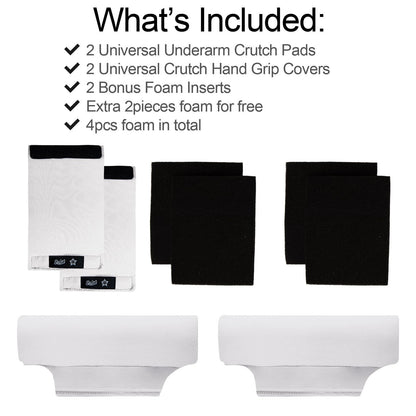 Universal Underarm Crutches Padded Crutch Pads with Hand Grips Padding Handle Covers