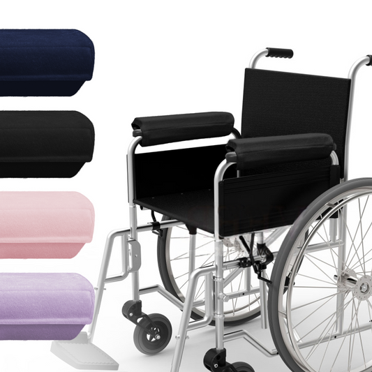 SPRING SEAON Black Plush Wheelchair Armrest Pads Covers - Velvet Pads for Office & Gaming Chairs（Pair）