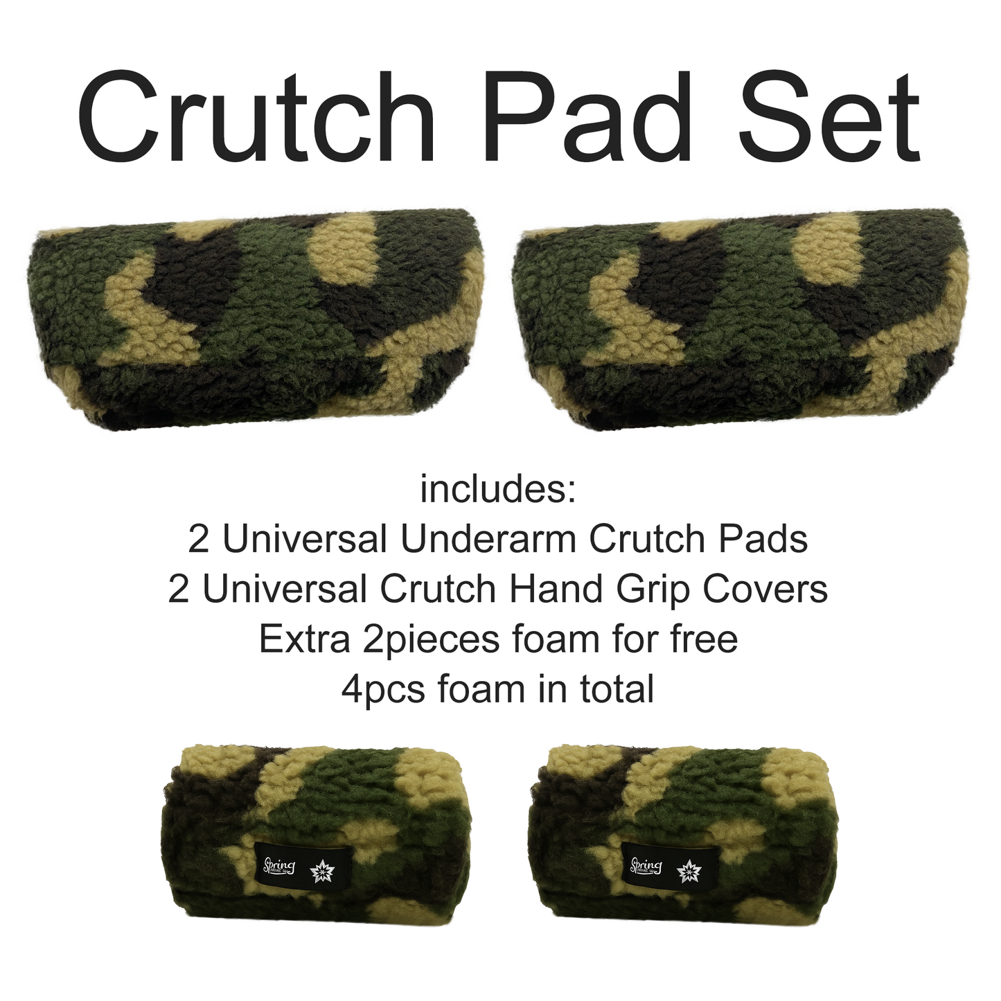 SPRING SEAON Green Camo Plush Crutch Pad Memory Foam Crutches Padding Cover