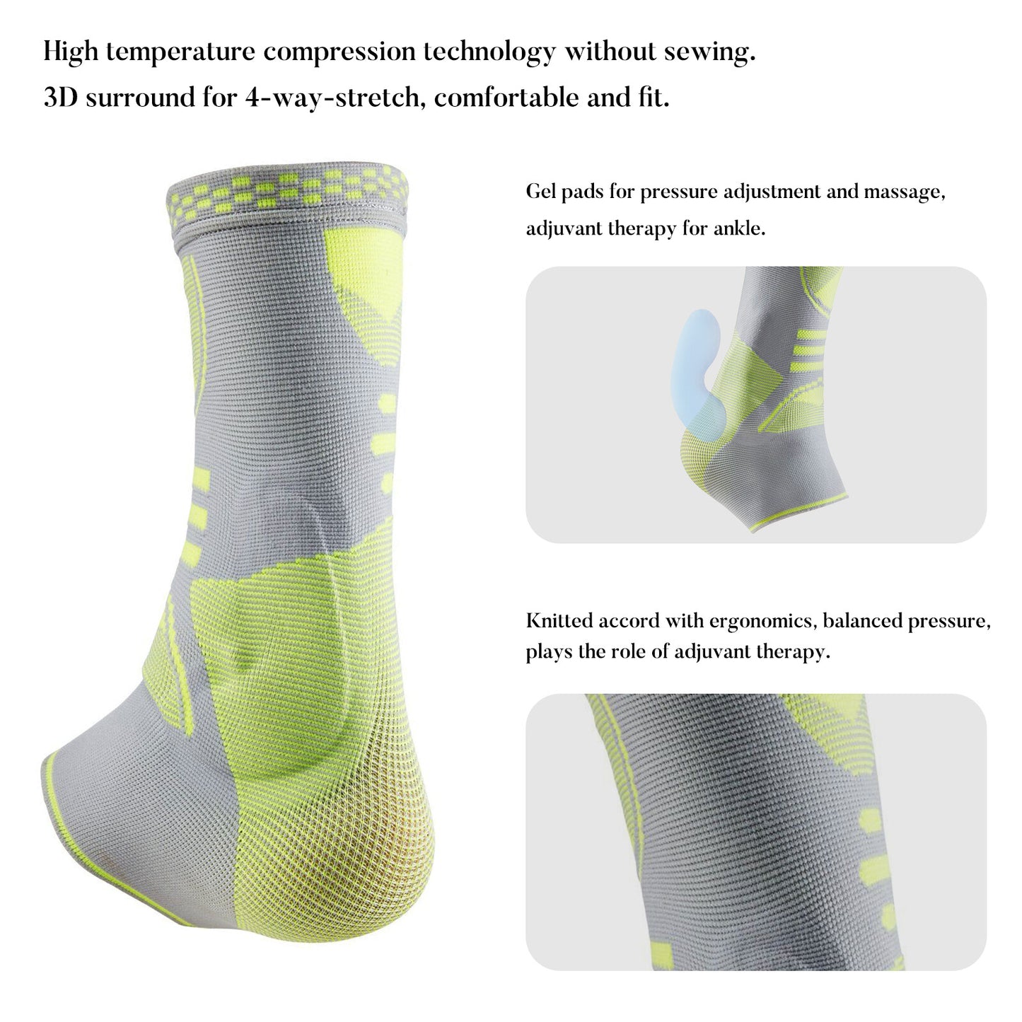 Ankle Braces (1 Pair) - Compression Sleeve with Pads for Sports, Running, Workout
