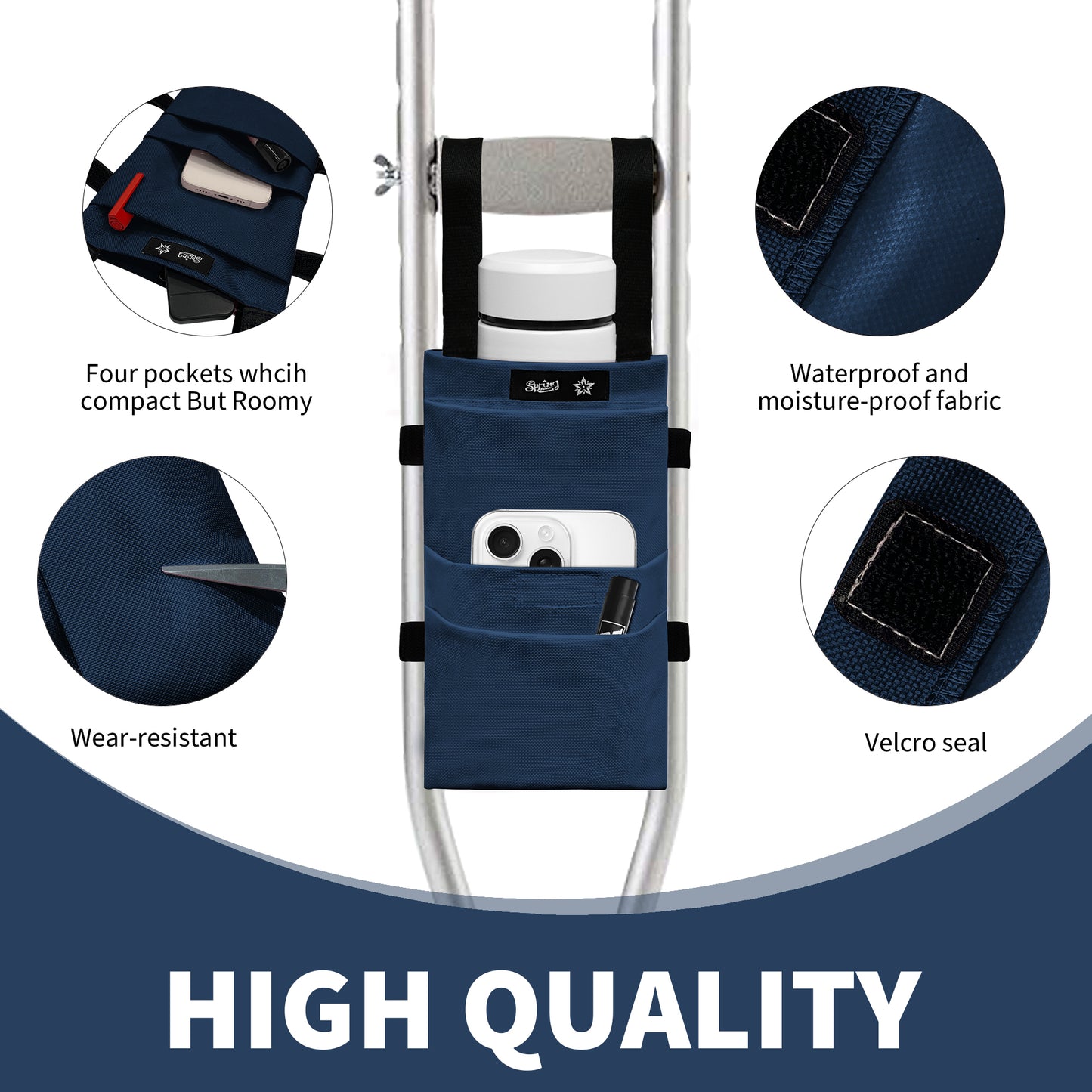 SpringSeaon Underarm Crutch Pads Set with Storage Bag Water-Resistant - Crutch Cover Accessories