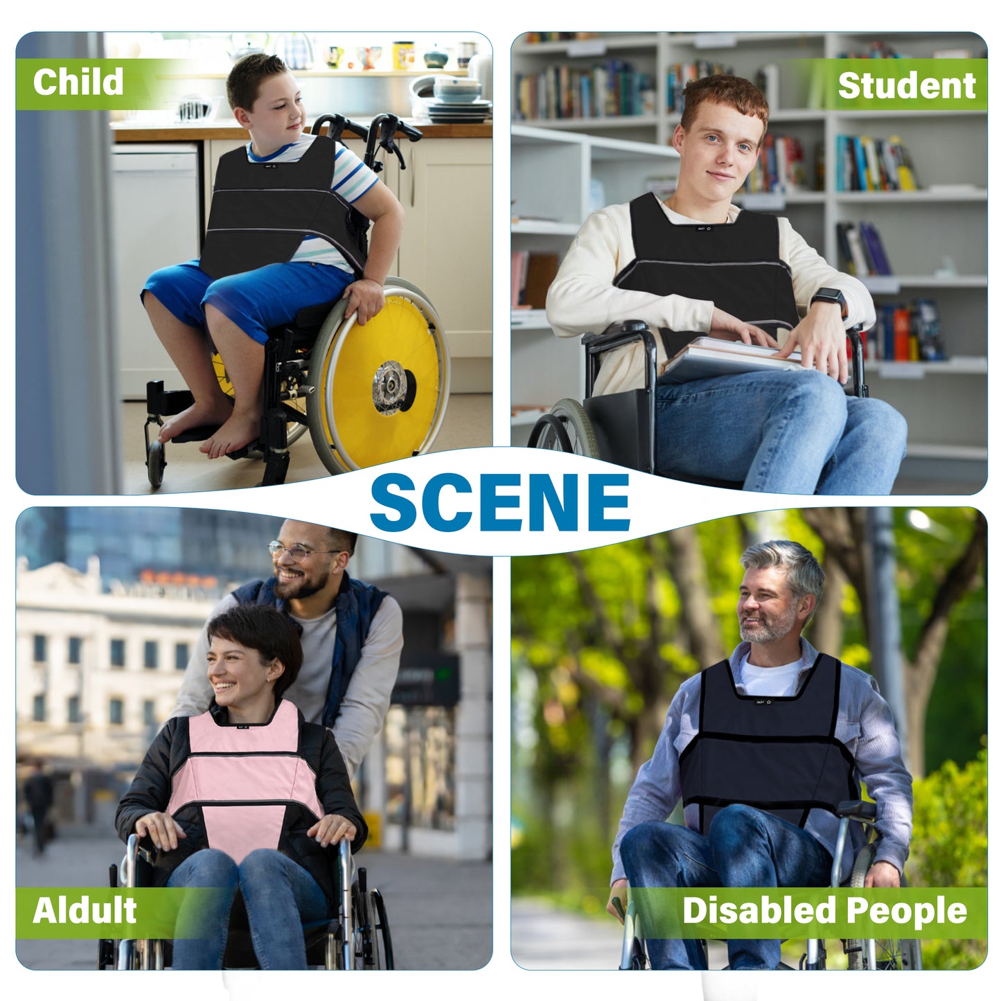 SPRING SEAON Adjustable Safety Harness for Elderly Wheelchair & Chair Care (Dark Blue)