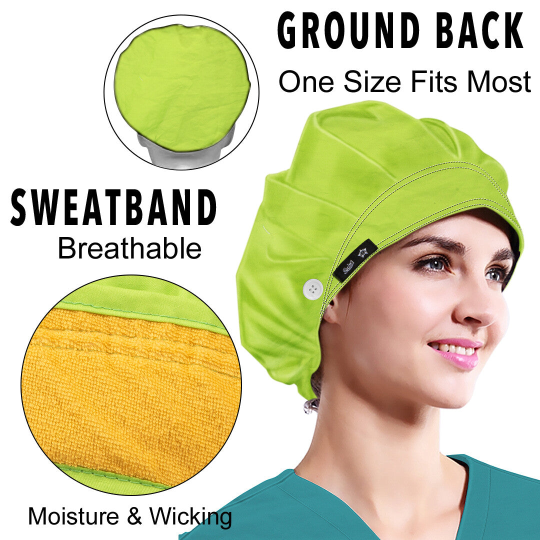 Women's Yellow Neon Green Hats Beanies Working Cap Button Sweatband Adjustable