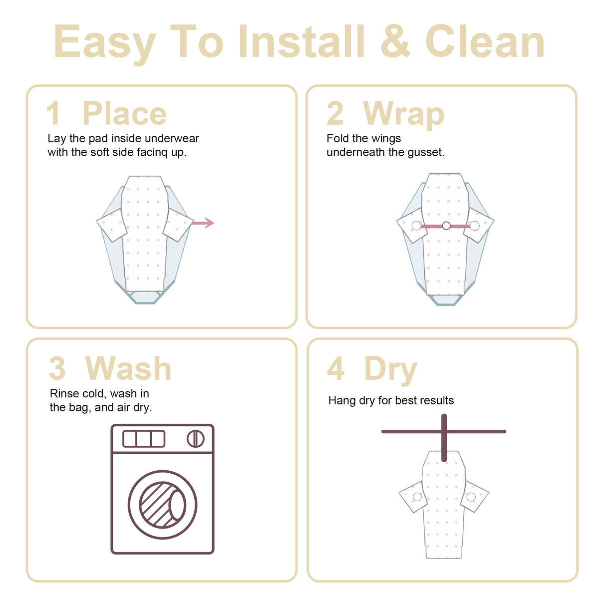 Color-​SPRING SEAON 2 PCS Reusable Menstrual Pads - SpringSeaon