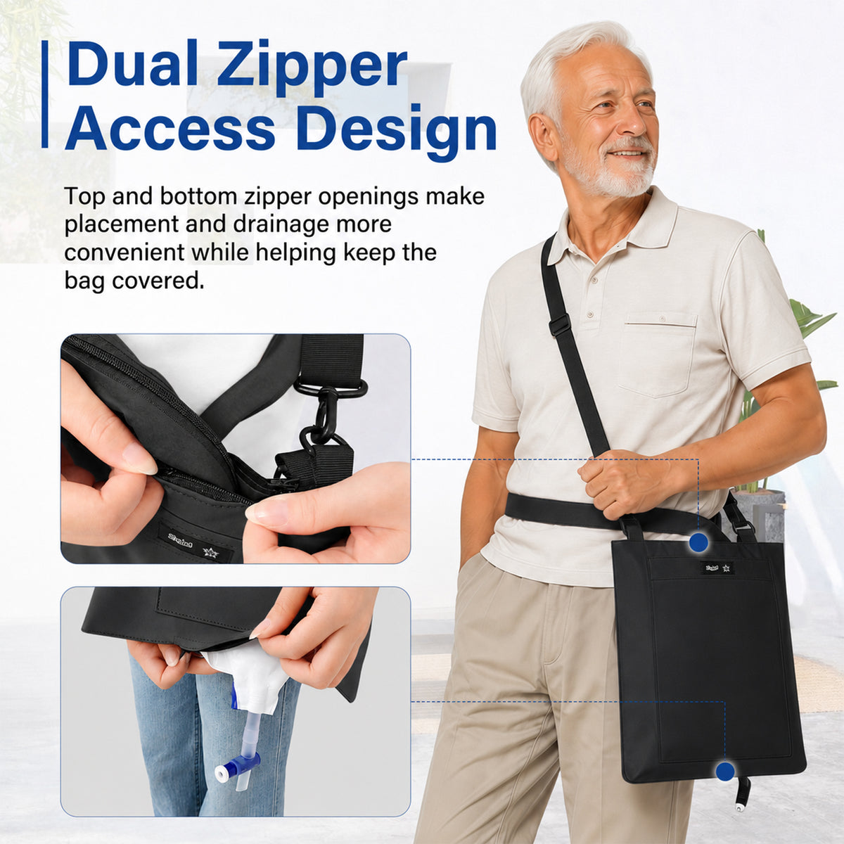 Color-​Urine Drainage Bag Holder with Drain Tube Cover Waterproof - SpringSeaon