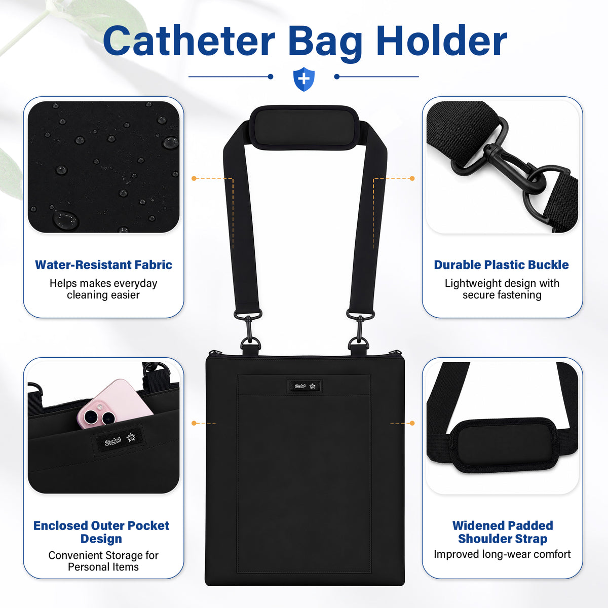 Color-​Urine Drainage Bag Holder with Drain Tube Cover Waterproof - SpringSeaon