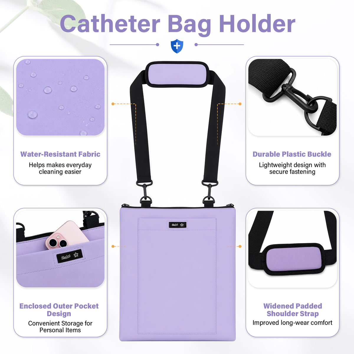 Color-​Urine Drainage Bag Holder with Drain Tube Cover Waterproof - SpringSeaon