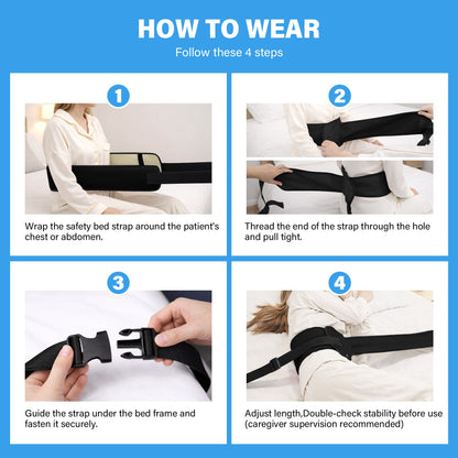 Color-​SPRING SEAON Bed Support Strap - Adjustable Positioning Belt for Bed & Wheelchair, 51.7 * 7" Padded Waist Belt Black - SpringSeaon
