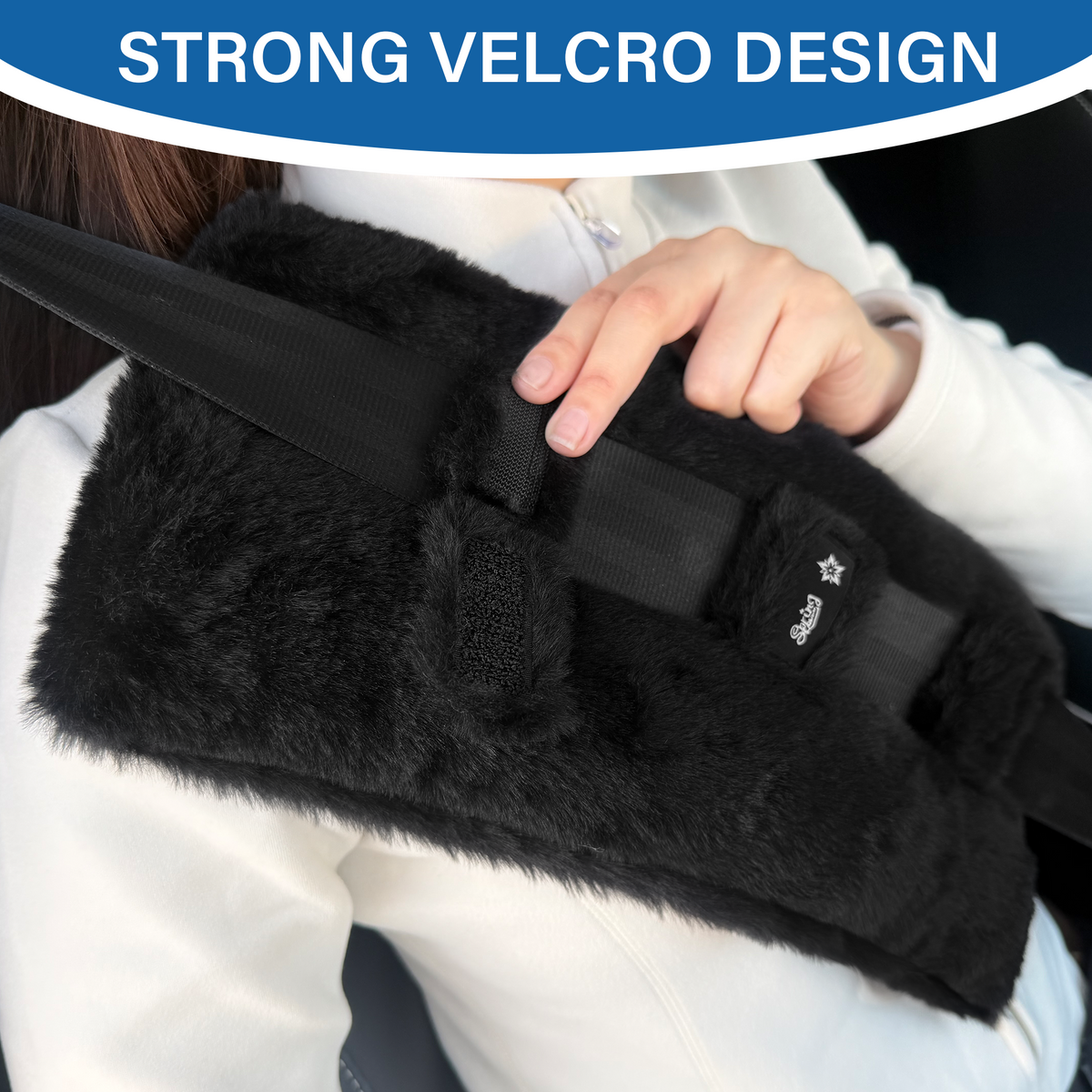 Black-​SPRING SEAON Seat Belt Pillow with Pocket for Ice/Hot Packs