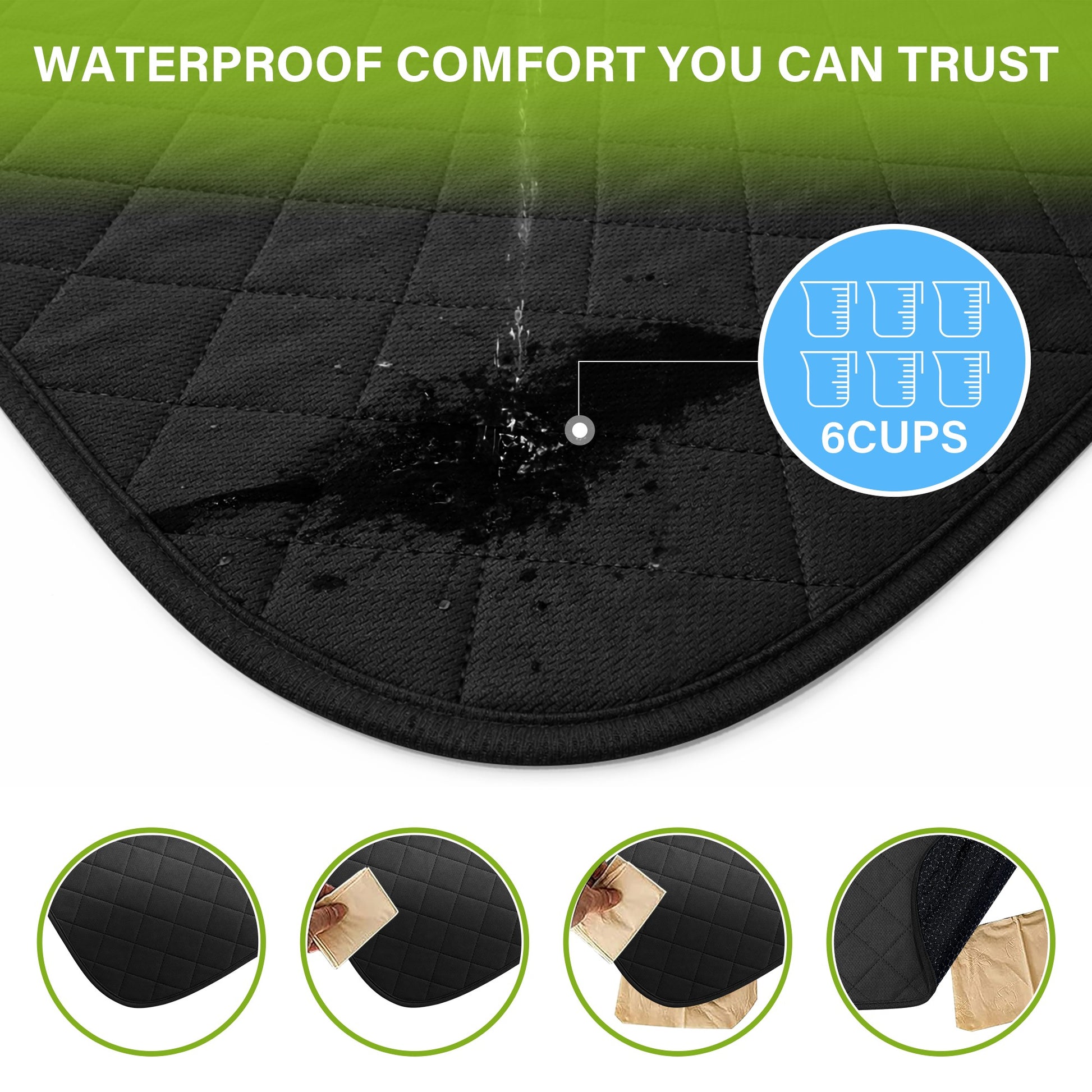 Black-​SPRING SEAON 2Pcs Waterproof Chair Pad 