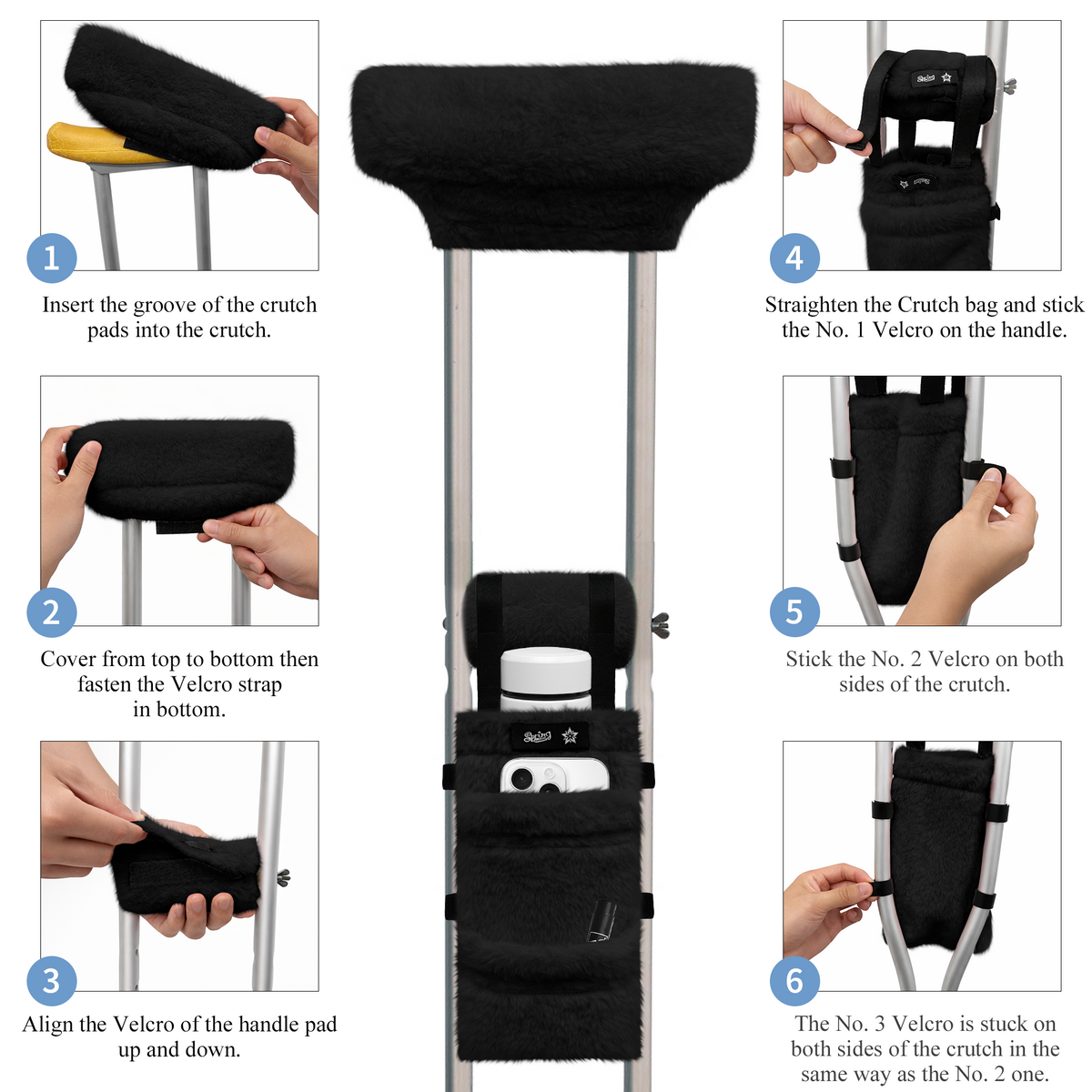 Color-​SPRING SEAON Plush Crutches Padding & Crutch Bag (5 PCS) - SpringSeaon