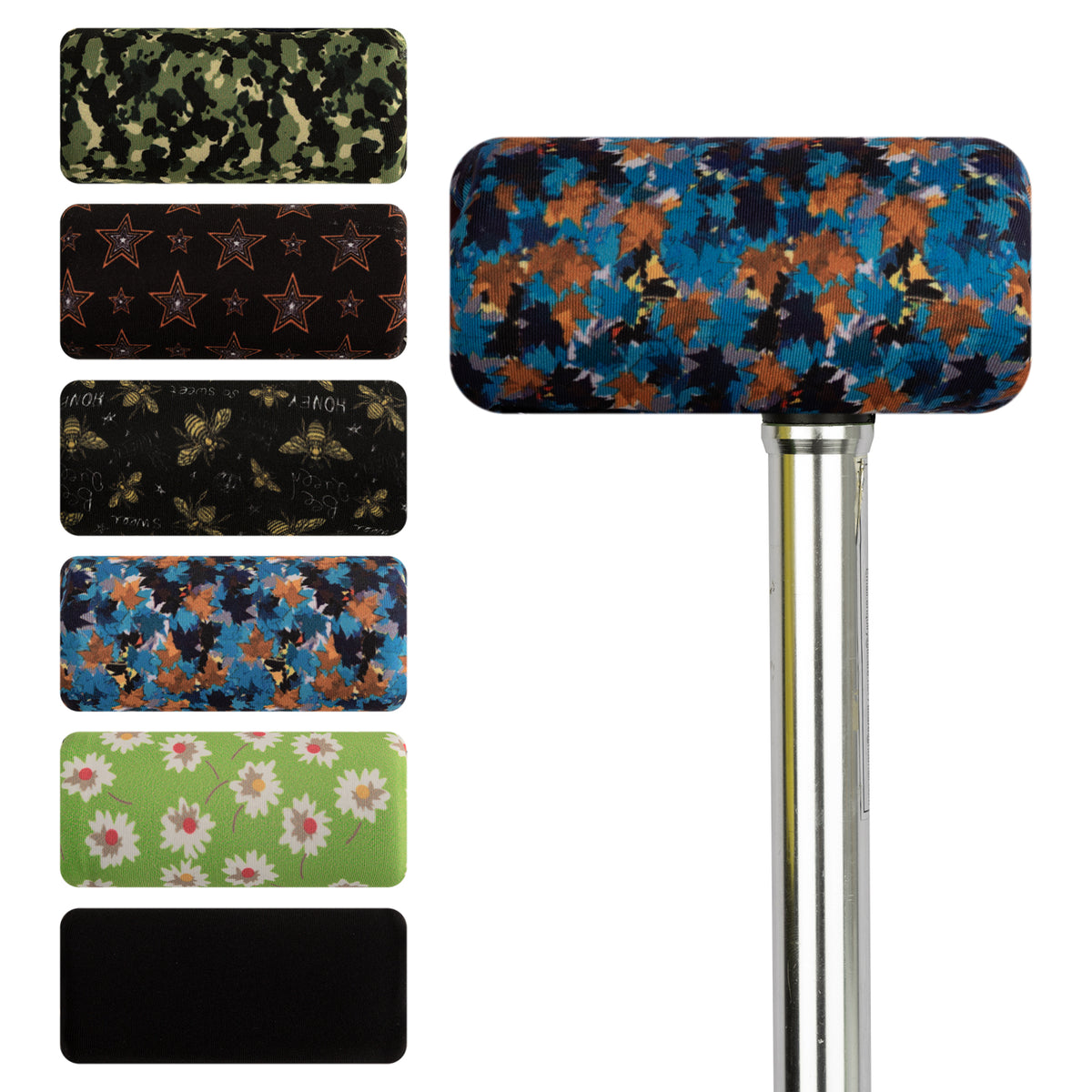Blue Leafs-​SpringSeaon Cane Handle Padding Covers - Universal Fit T-Handle Grip Pads for Cane Pattern 011