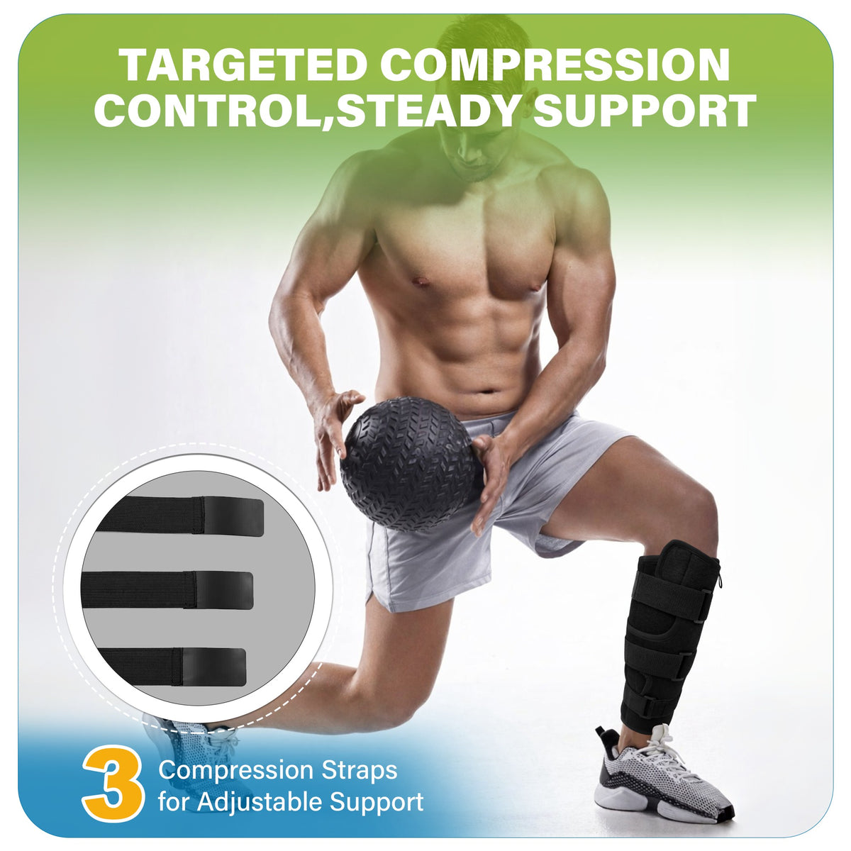Color-​SPRING SEAON Calf Brace with Anti-Slip Silicone, Adjustable Shin Splint Support for Pain Relief & Swelling Reduction - SpringSeaon