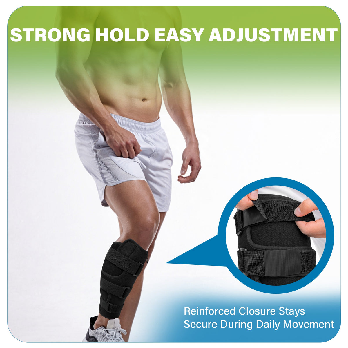 Color-​SPRING SEAON Calf Brace with Anti-Slip Silicone, Adjustable Shin Splint Support for Pain Relief & Swelling Reduction - SpringSeaon