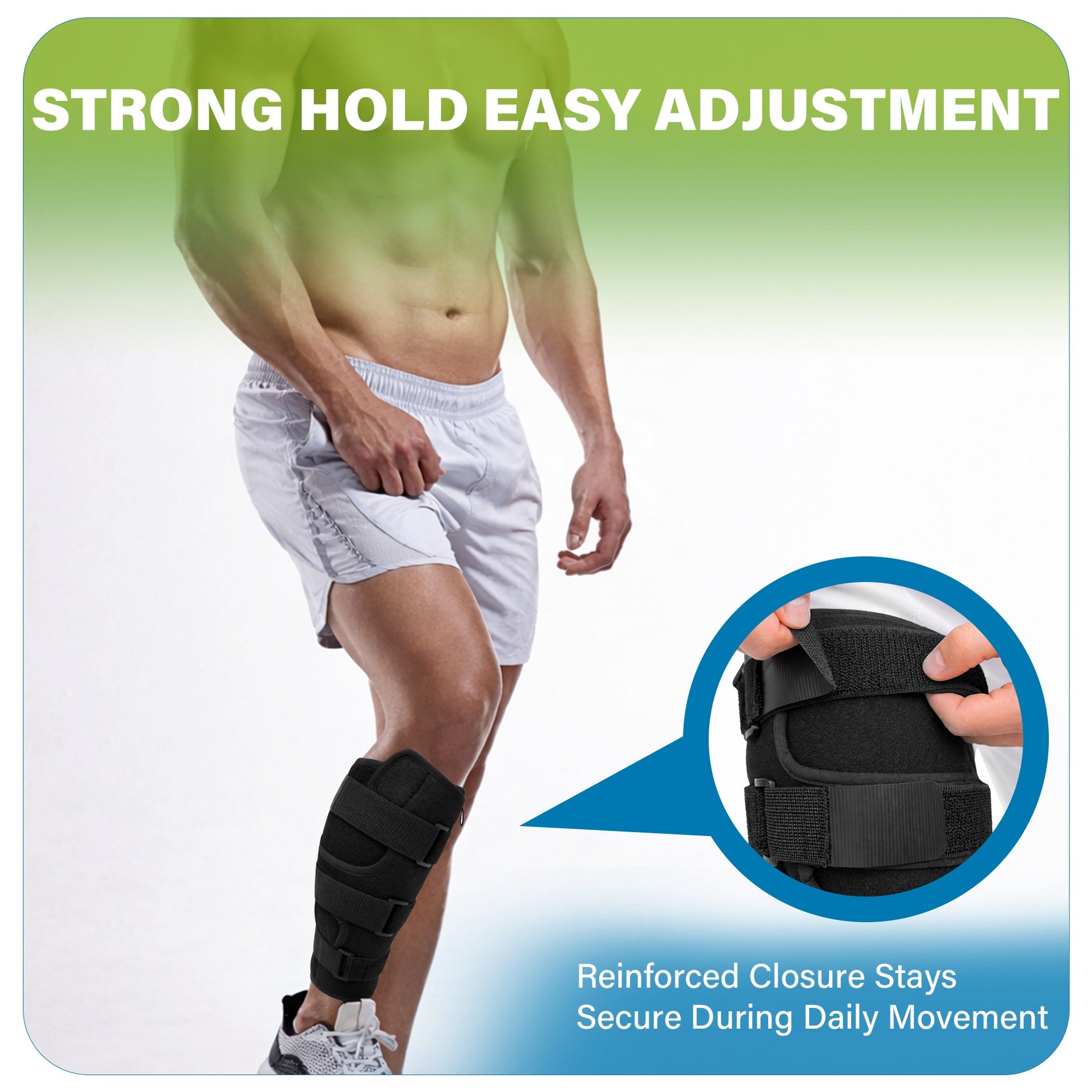 Color-​SPRING SEAON Calf Brace with Anti-Slip Silicone, Adjustable Shin Splint Support for Pain Relief & Swelling Reduction - SpringSeaon
