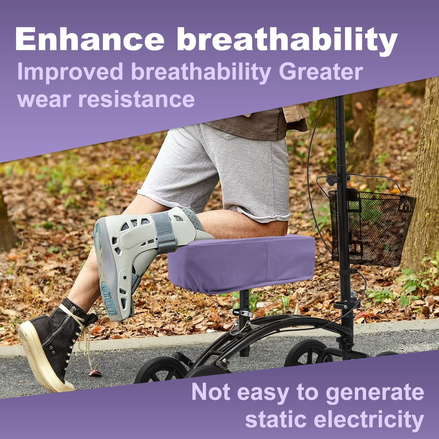 Purple-​SPRING SEAON Cooling Knee Scooter Pad Cover 