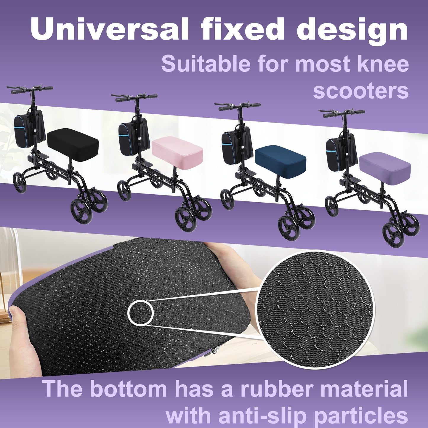 Purple-​SPRING SEAON Cooling Knee Scooter Pad Cover 