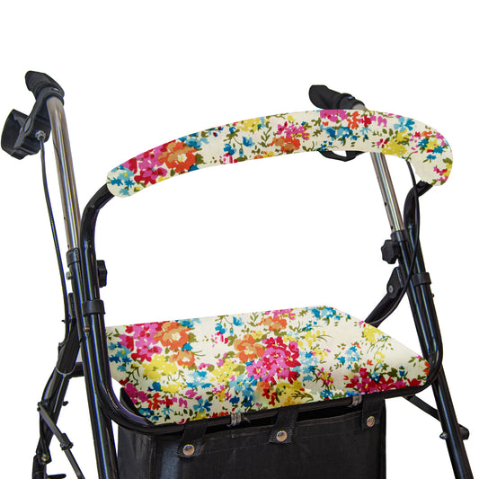Flower-​Unisex Rollator Walker Seat and Backrest Covers 