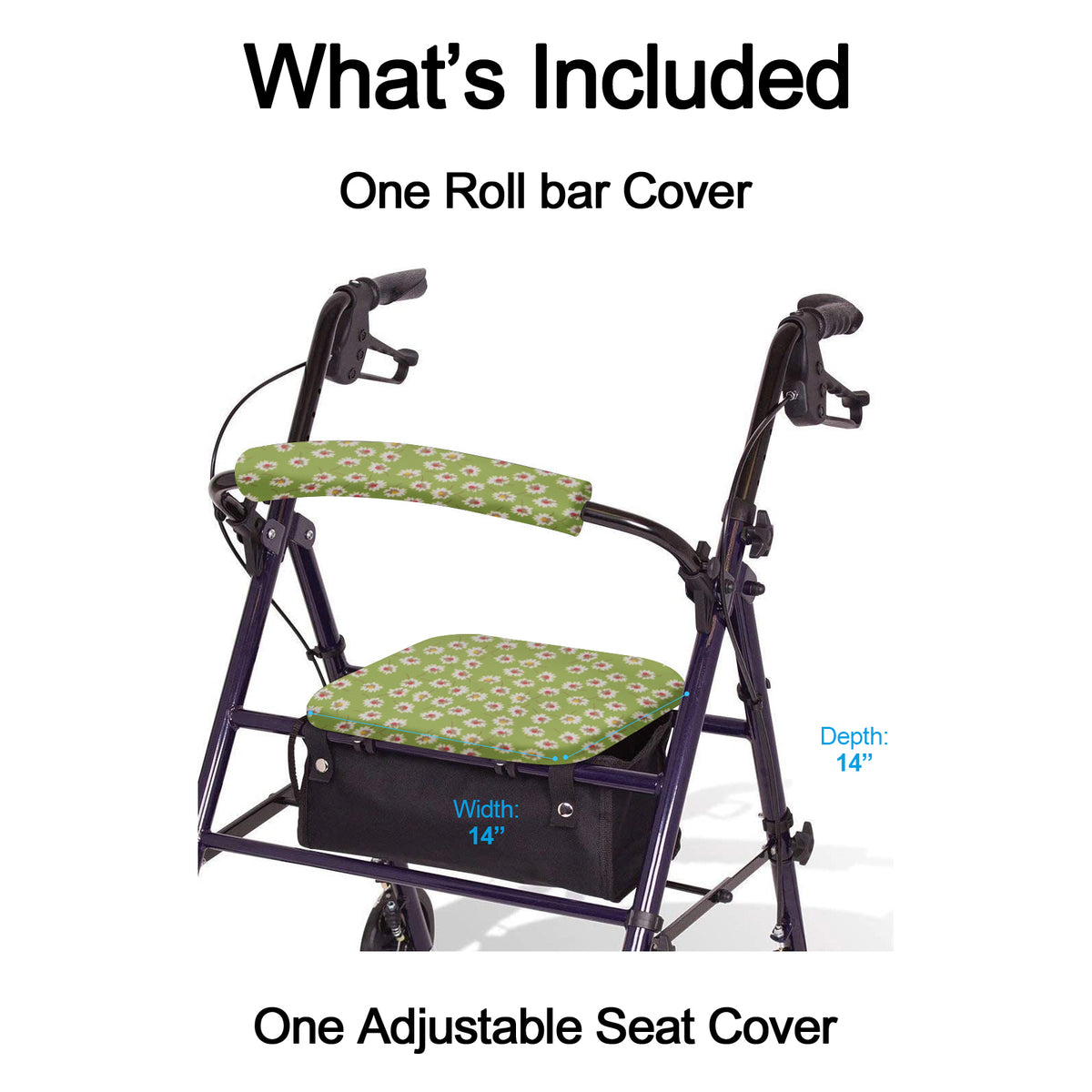 Green flower  ​SPRING SEAON Unisex Rollator Walker Seat and Backrest 